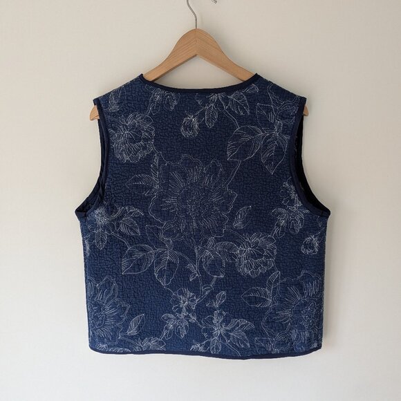 Handmade Blue Floral Quilted Vest - Small - Picture 2 of 6